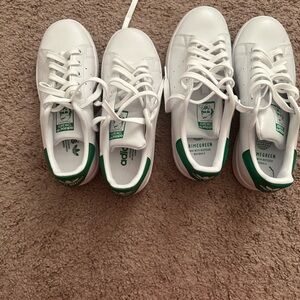 Adidas Kids White Sneakers with Green Highlights